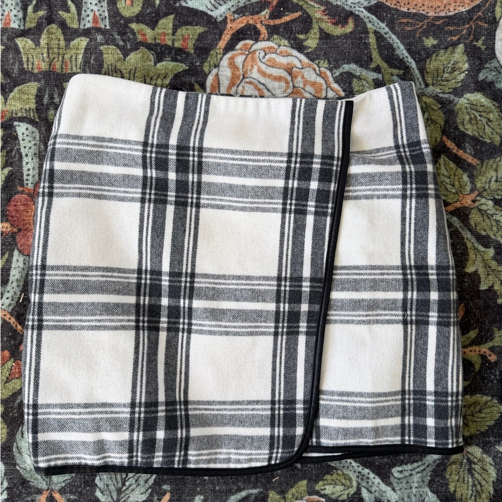 Joe Fresh Black and White Plaid Mini Wrap Skirt